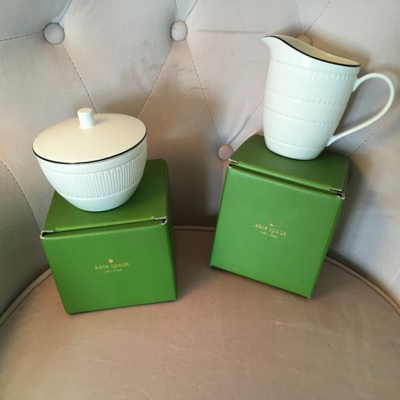 kate spade york avenue sugar bowl container AND creamer nwt - Picture 6 of 14